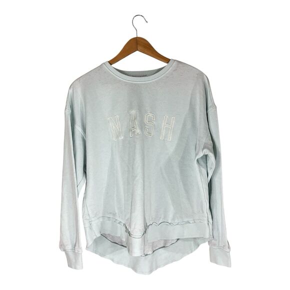 Nash Light Blue Oversized Sweatshirt WOMENS SIZE SMALL/MEDIUM Raw Hem - Picture 1 of 6